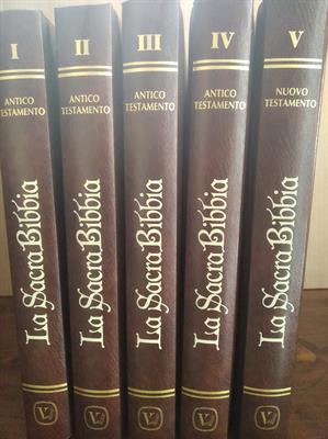Bibbia 5 vulumi con cofanetto in pelle